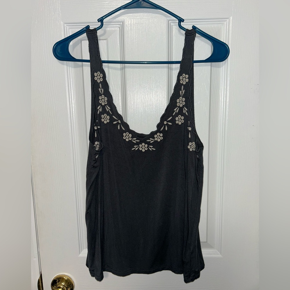 American Eagle Embroidered Grey Tank Top